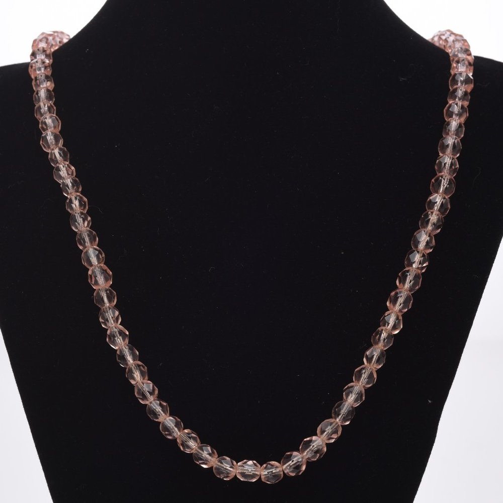 Vintage Rose Crystal Multi-Faceted Bead Necklace